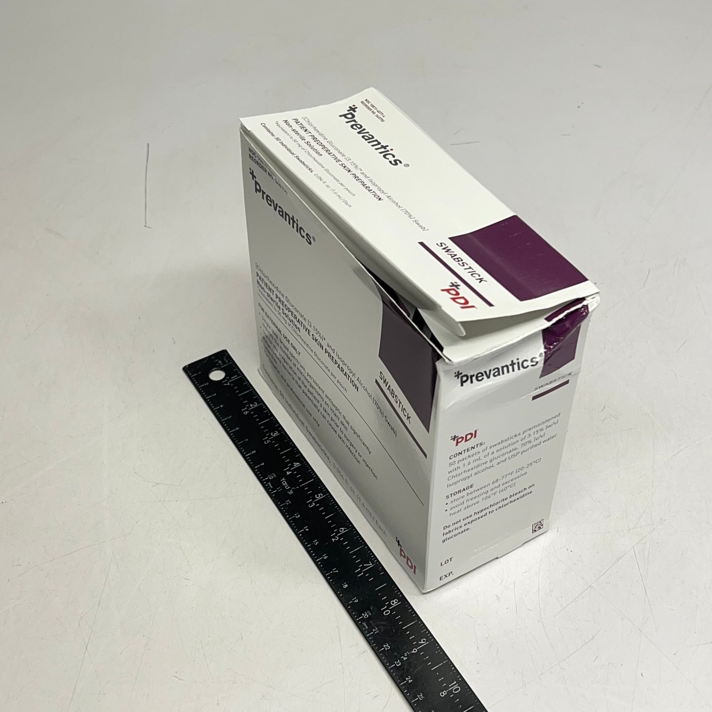 PDI Prevantics Swabsticks 2-Sided S40750 50 Pack Distressed Packaging