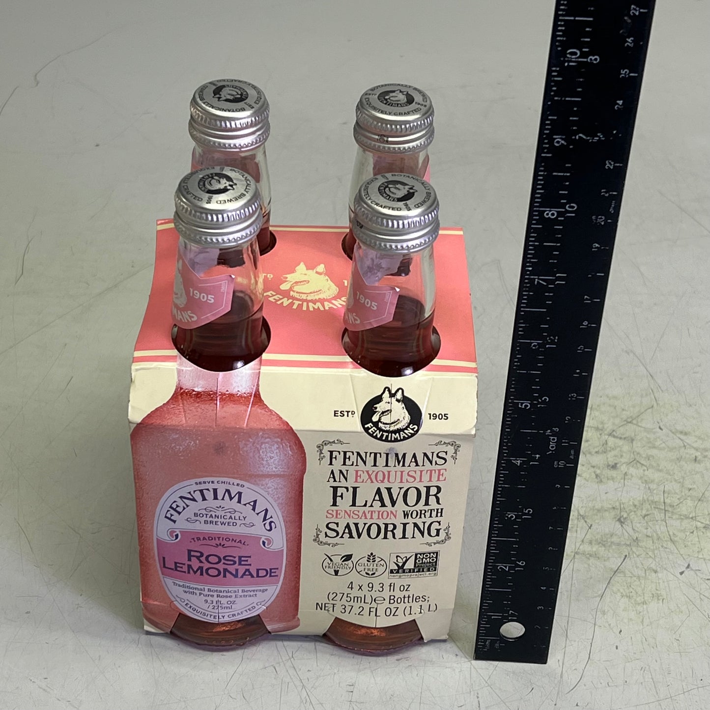 ZA@ ZA@ FENTIMANS (4 PACK) Botanically Brewed Rose Lemonade In Glass Bottles 9.3 Fl Oz