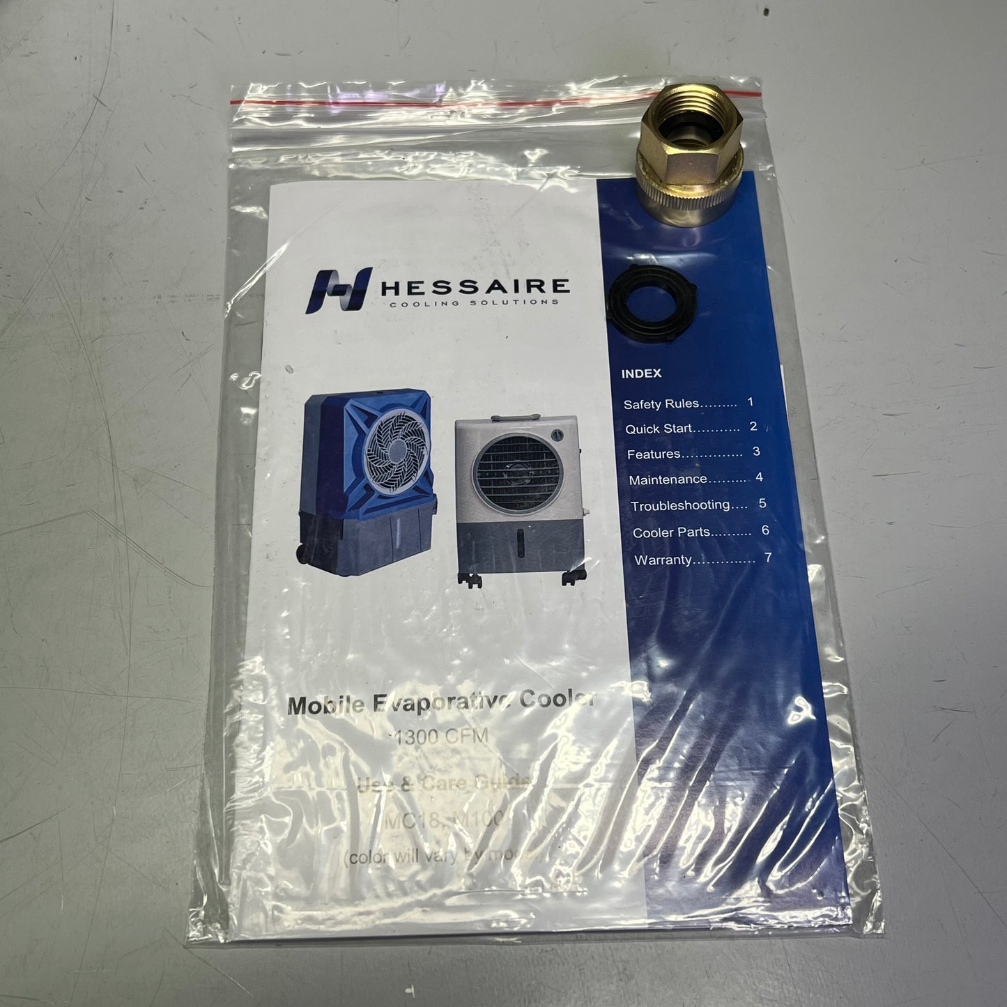 HESSAIRE Portable Evaporative Cooler 1,300 CFM Airflow 500 sq ft Cooling M100-B