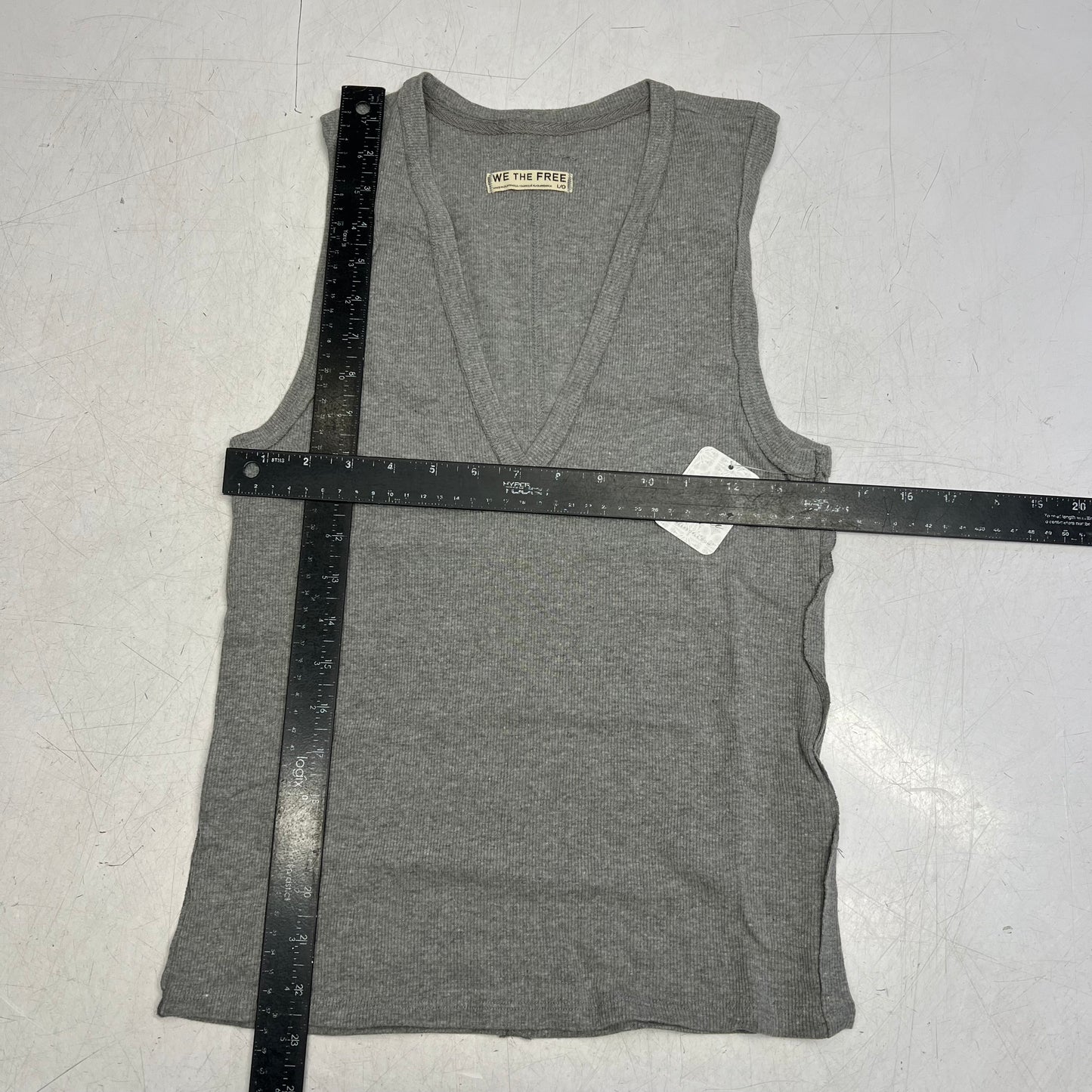 FREE PEOPLE We The Free Neria V-neck Tank Top Women's Sz L Heather Grey