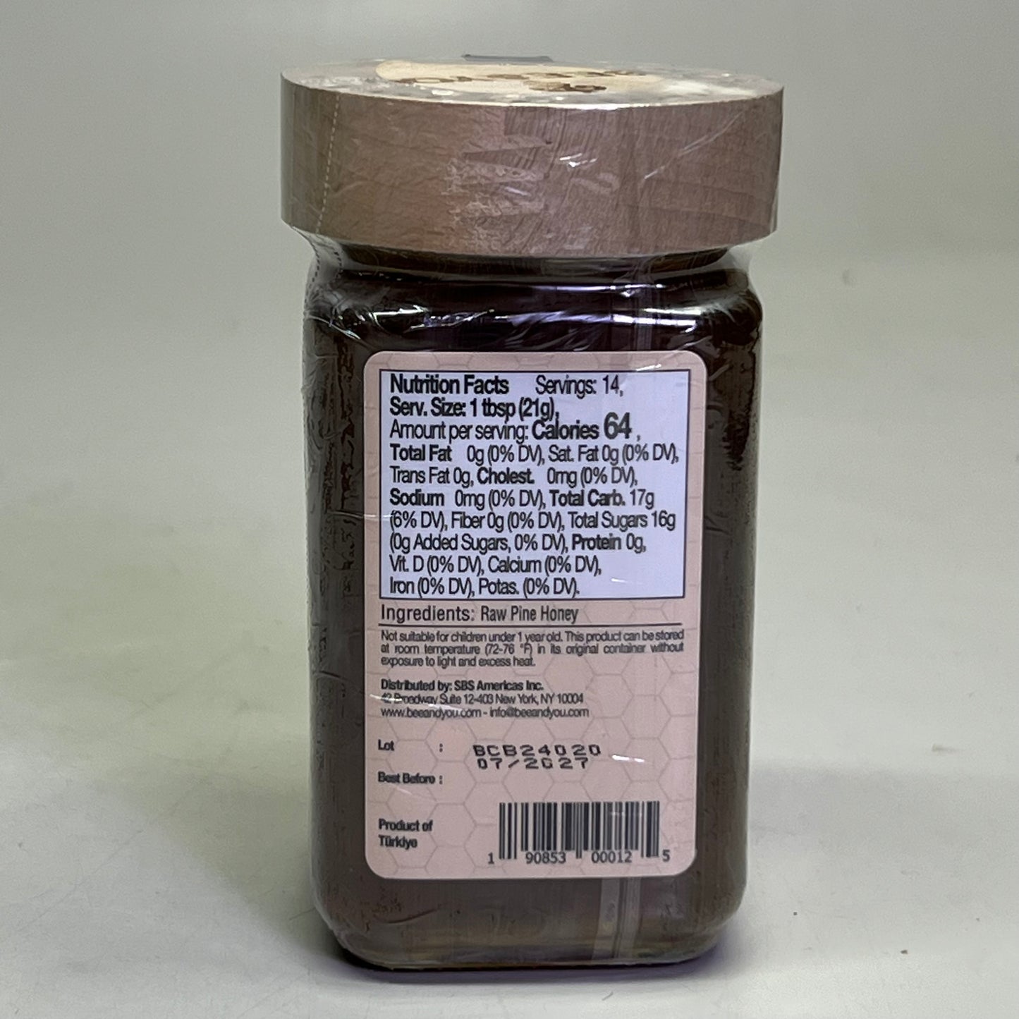 BEE & YOU Pine Raw Honey Honeydew Honey 10.6 oz Brown BB 07/27