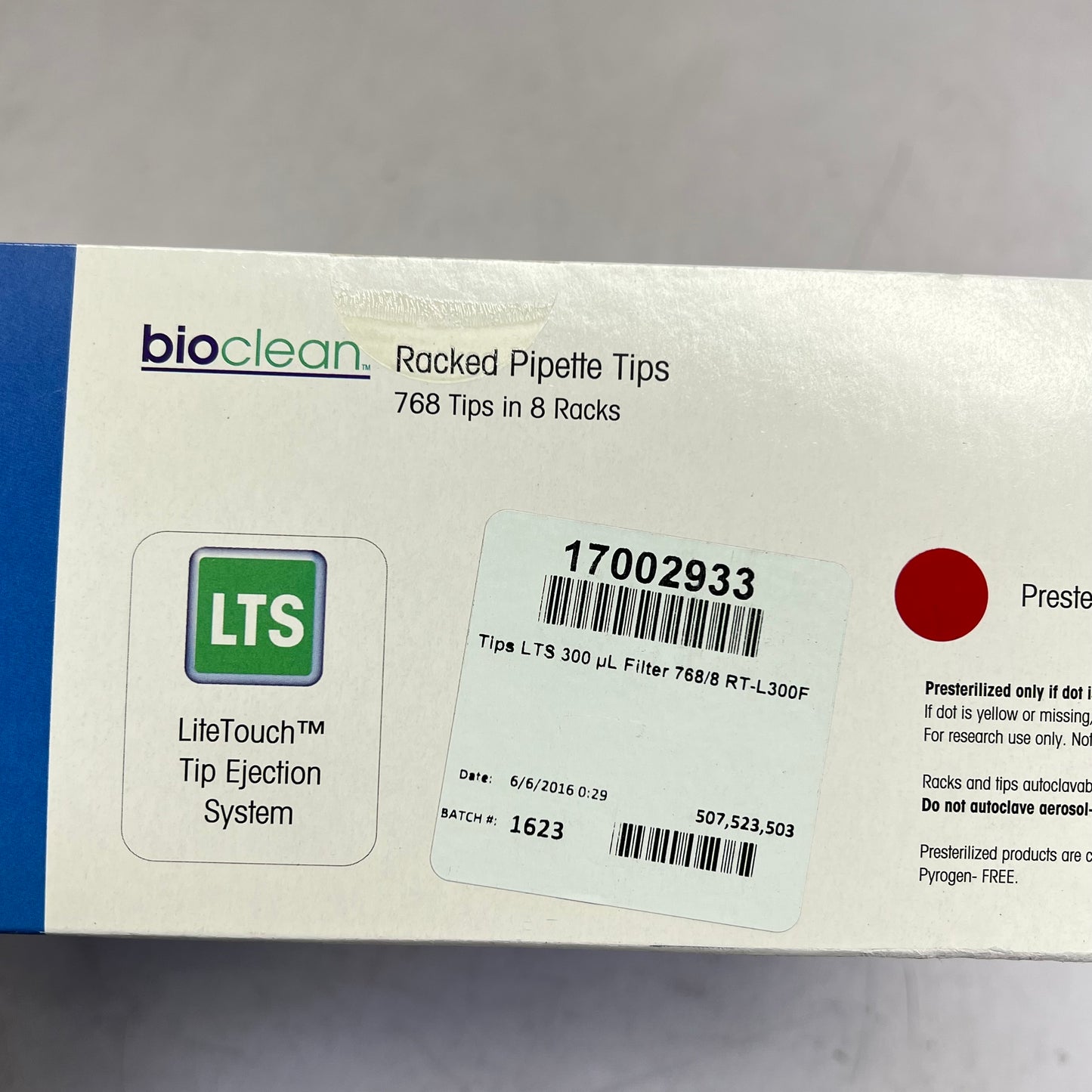 RAINN (8 PACK, 768 EACH) Bio Clean Racked Pipette Tips 300 µL Max Vol 17002933