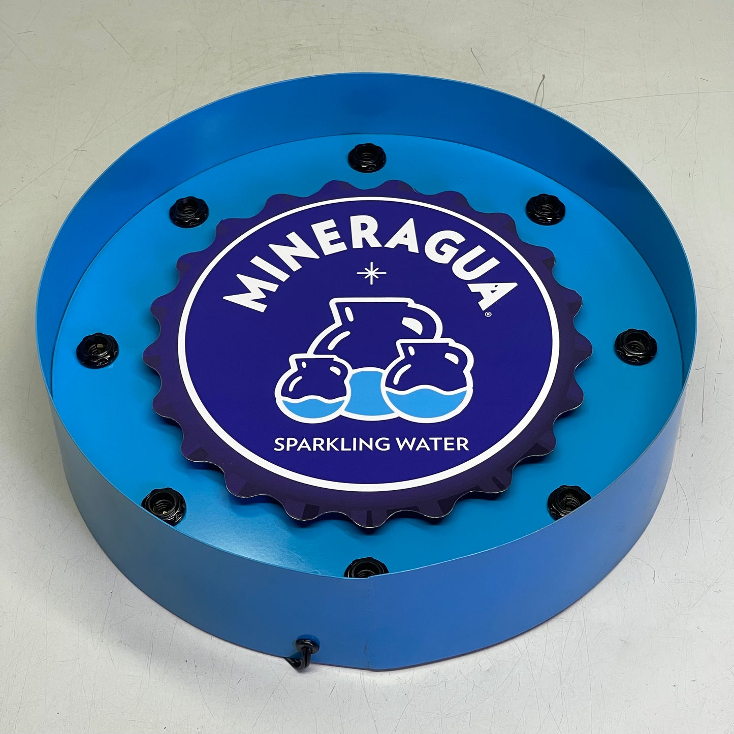 SAVAGE METAL Mineragua Metal Light-Up Sign 16”x4” Blue