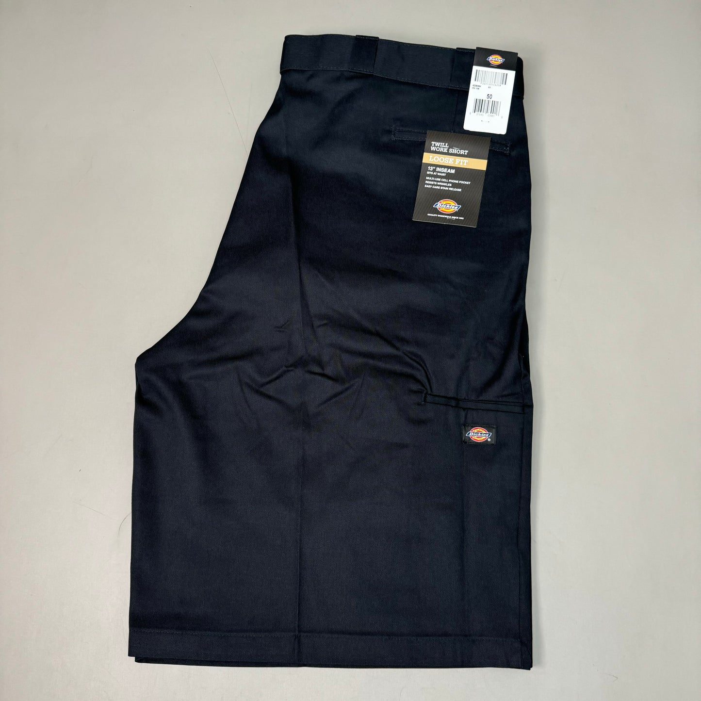 DICKIES Loose Fit Twill Work Shorts 13" Inseam Men's Sz 50 Black 42283BK