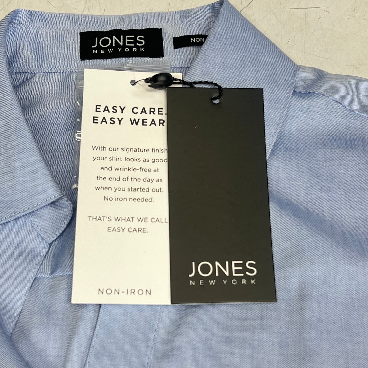 JONES New York Point Collar Long Sleeve Button Front Shirt Women's Sz S Blue