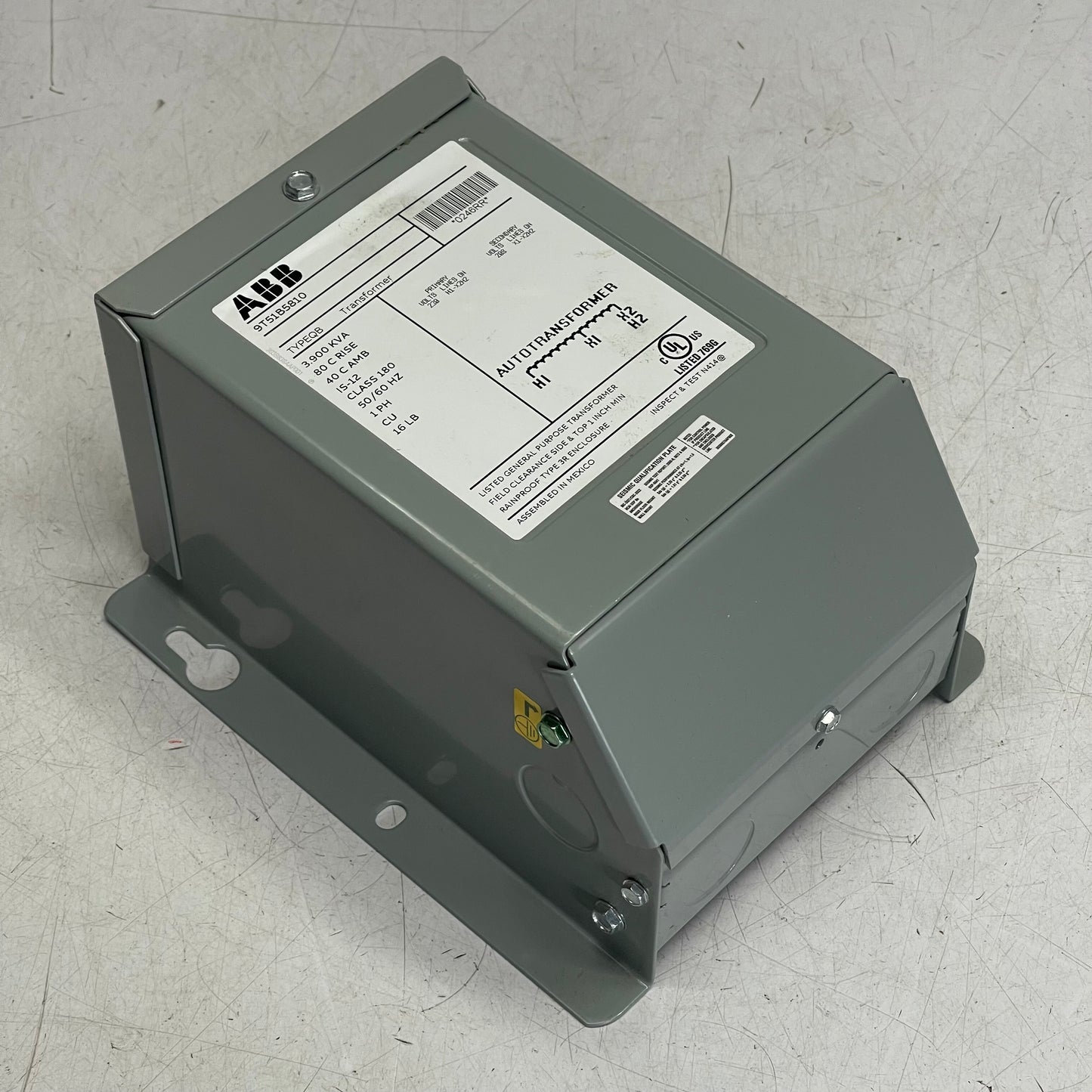 ABB Type QB Autotransformer, Single Phase, Low Voltage, Dry Type 3.9 kVA, 50 Hz 9T51B5810