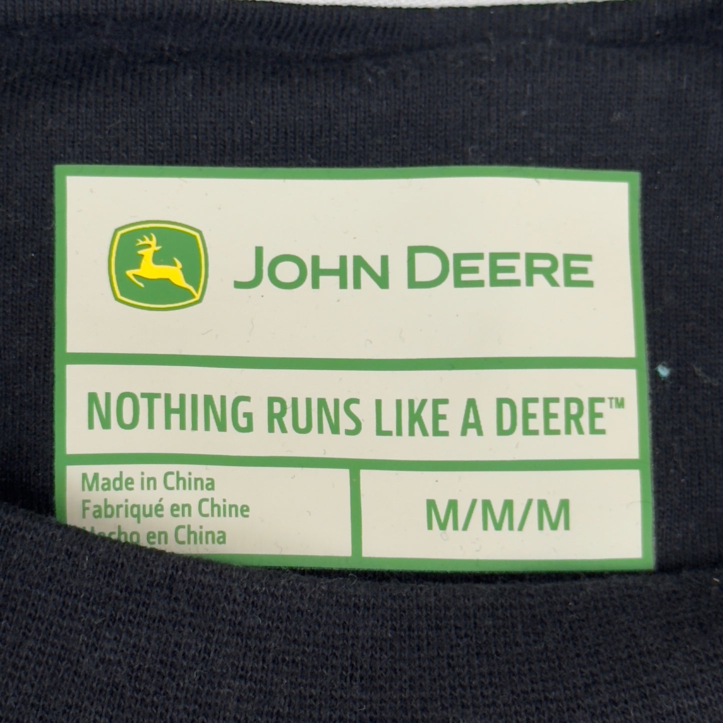 JOHN DEERE Embroidered Logo Short Sleeve Tee Shirt Men's Sz M Black 1896842