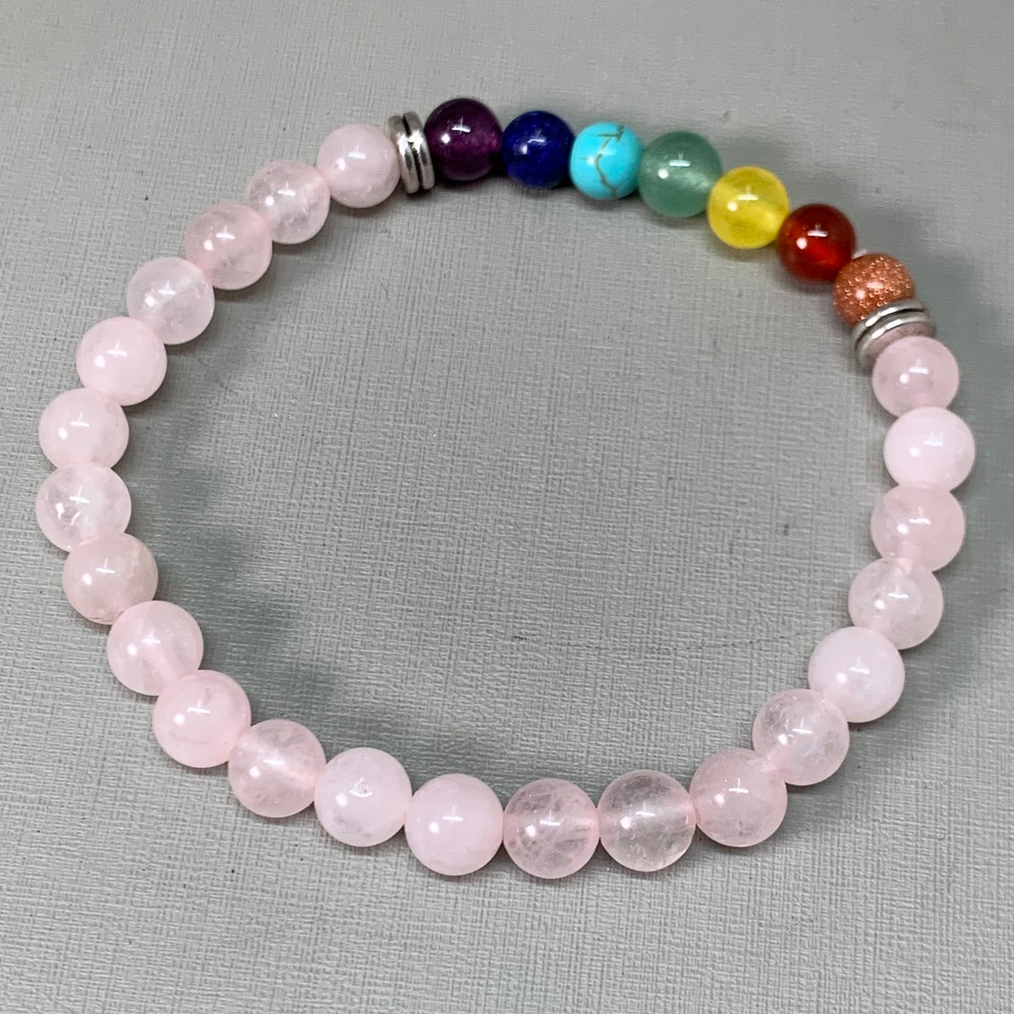 BEST WHOLESALE (12 PACK) Assorted Beaded Rose Quartz/Rainbow Crystal Bracelets 3"