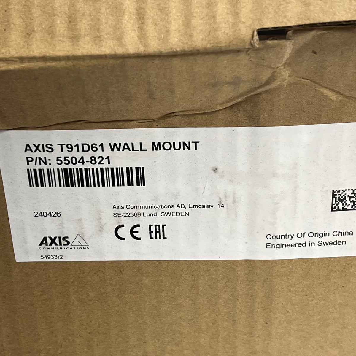 AXIS Wall Mount Indoor & Outdoor  1.5" NPS Thread White T91D61 5504-821