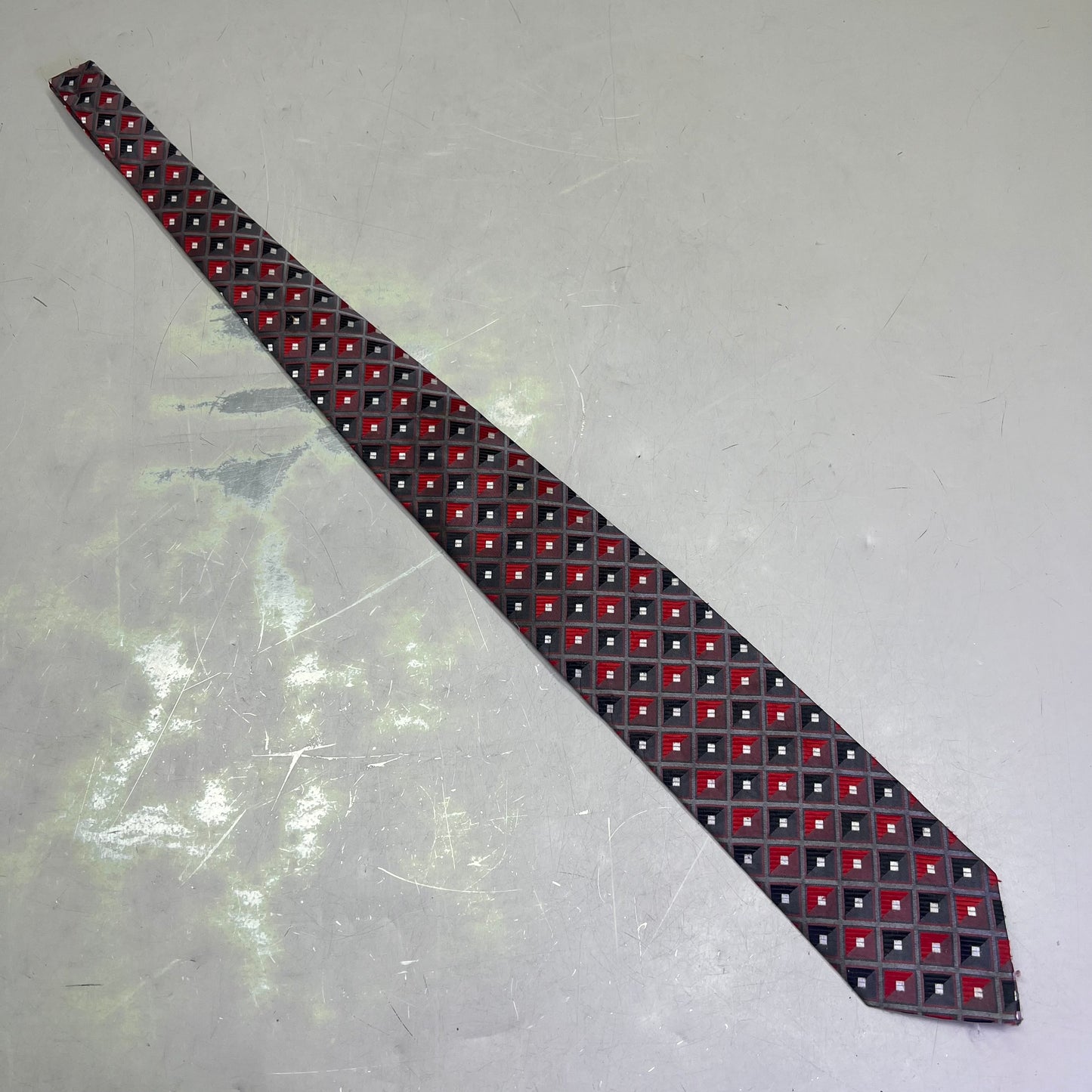 ALEXANDER JULIAN COLOURS Diamond Pattern Polyester Tie 60" Red (Pre-Owned)