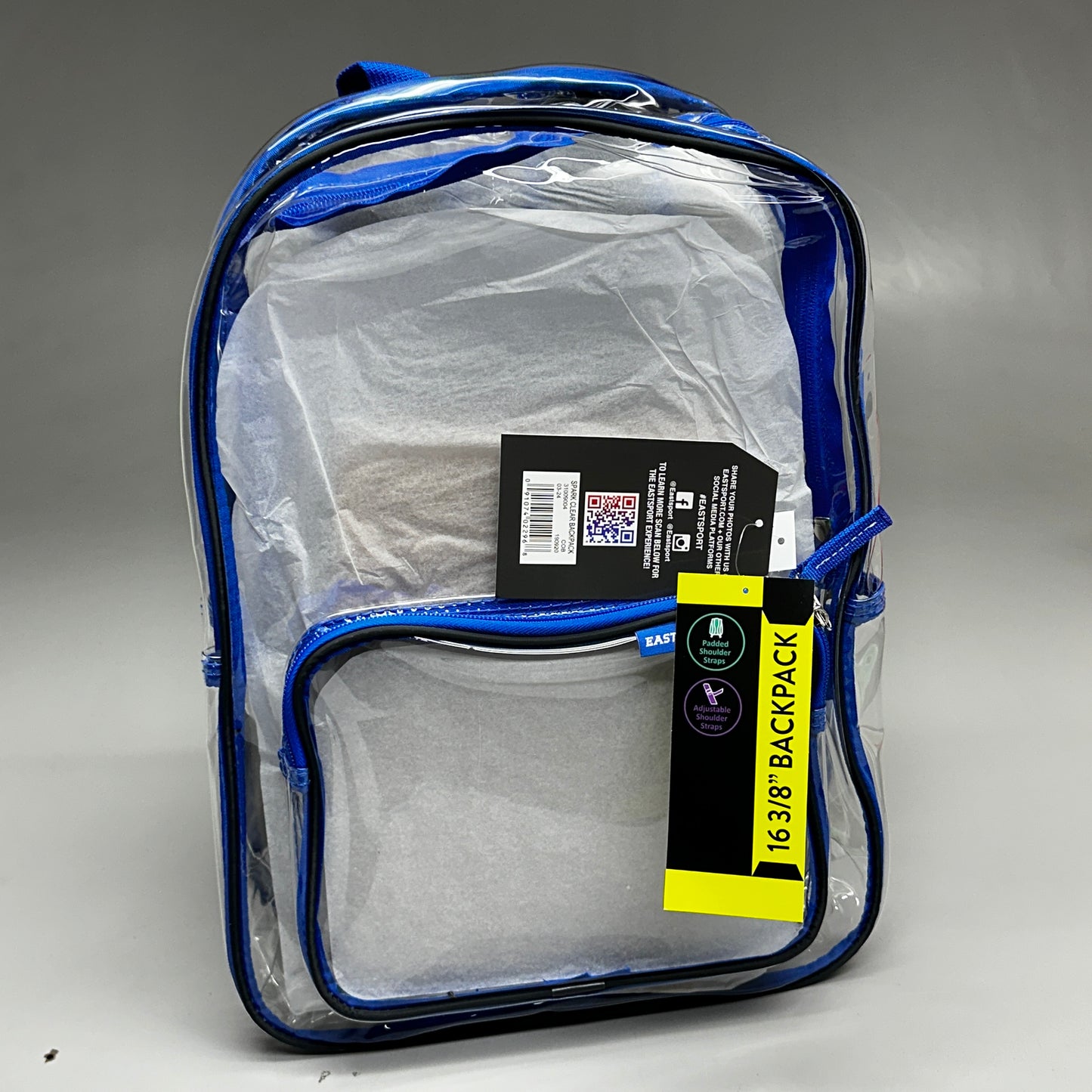 EASTSPORT Spark Clear Backpack 16"x12" Cobalt Blue/Graphite 190920PW-PLM