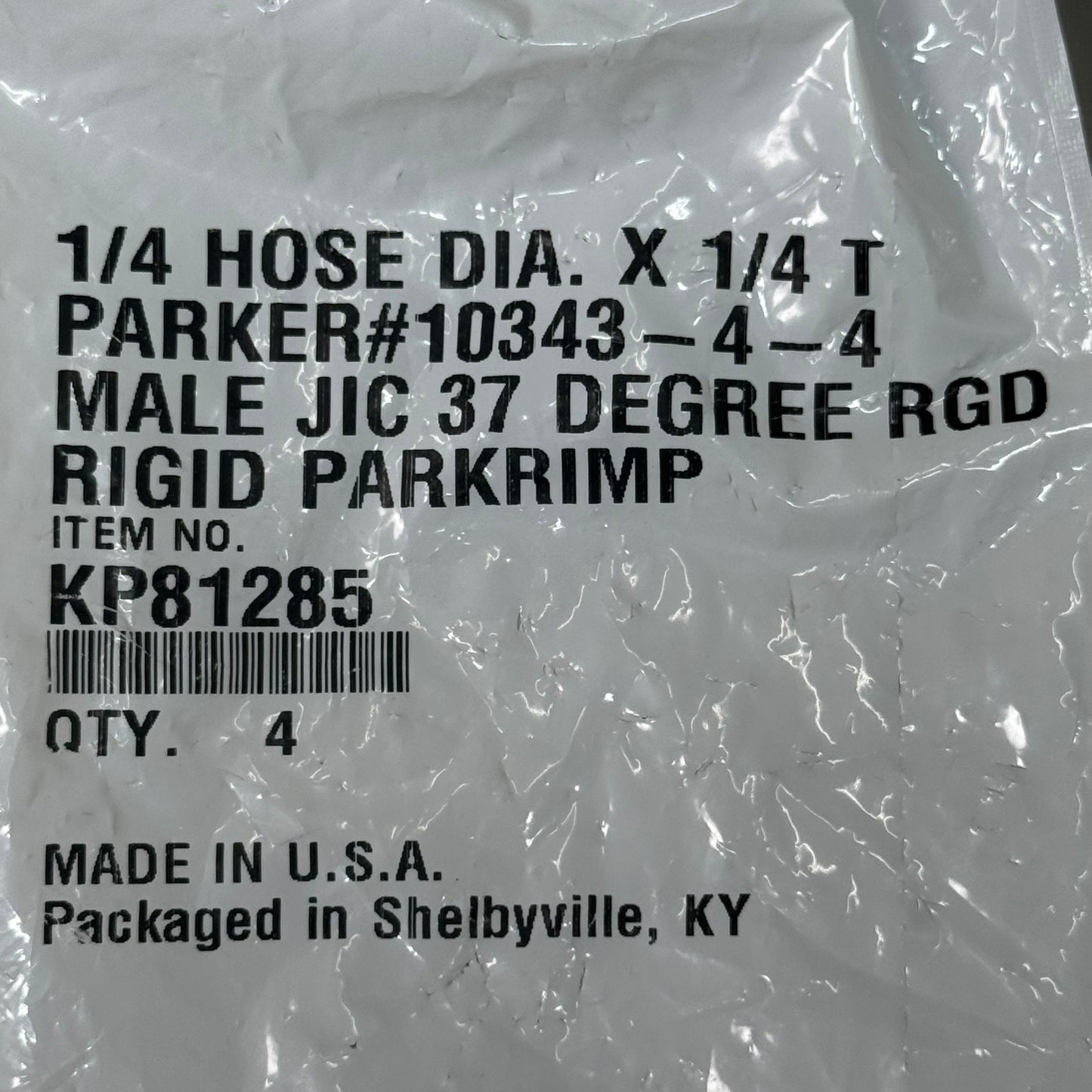 PARKER (4 PACK) Hydraulic Hose Male JIC 37° Rigid Fitting 1/4" x 1/4" Steel KP81285