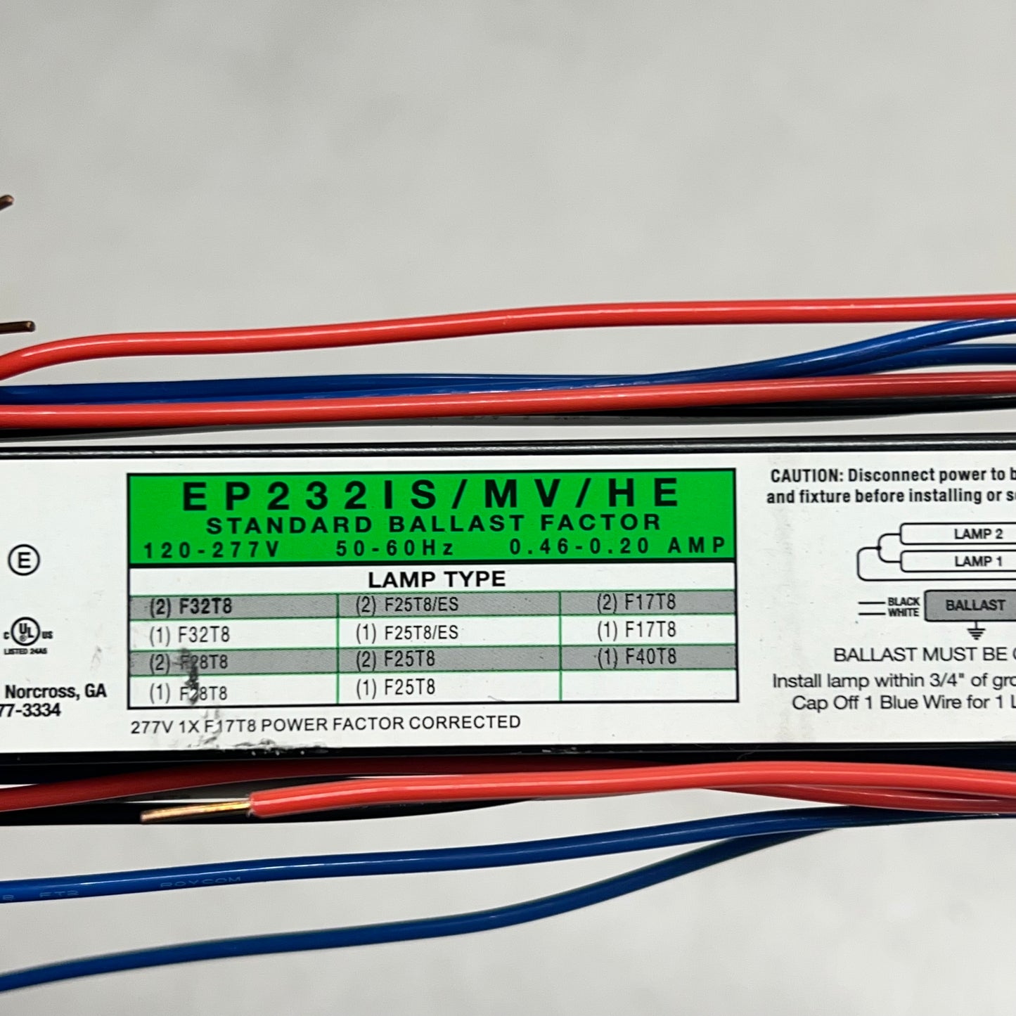 HALCO Prolume Fluorescent Lamp Ballast Instant Start Multi-Volt EP232IS/MV/HE