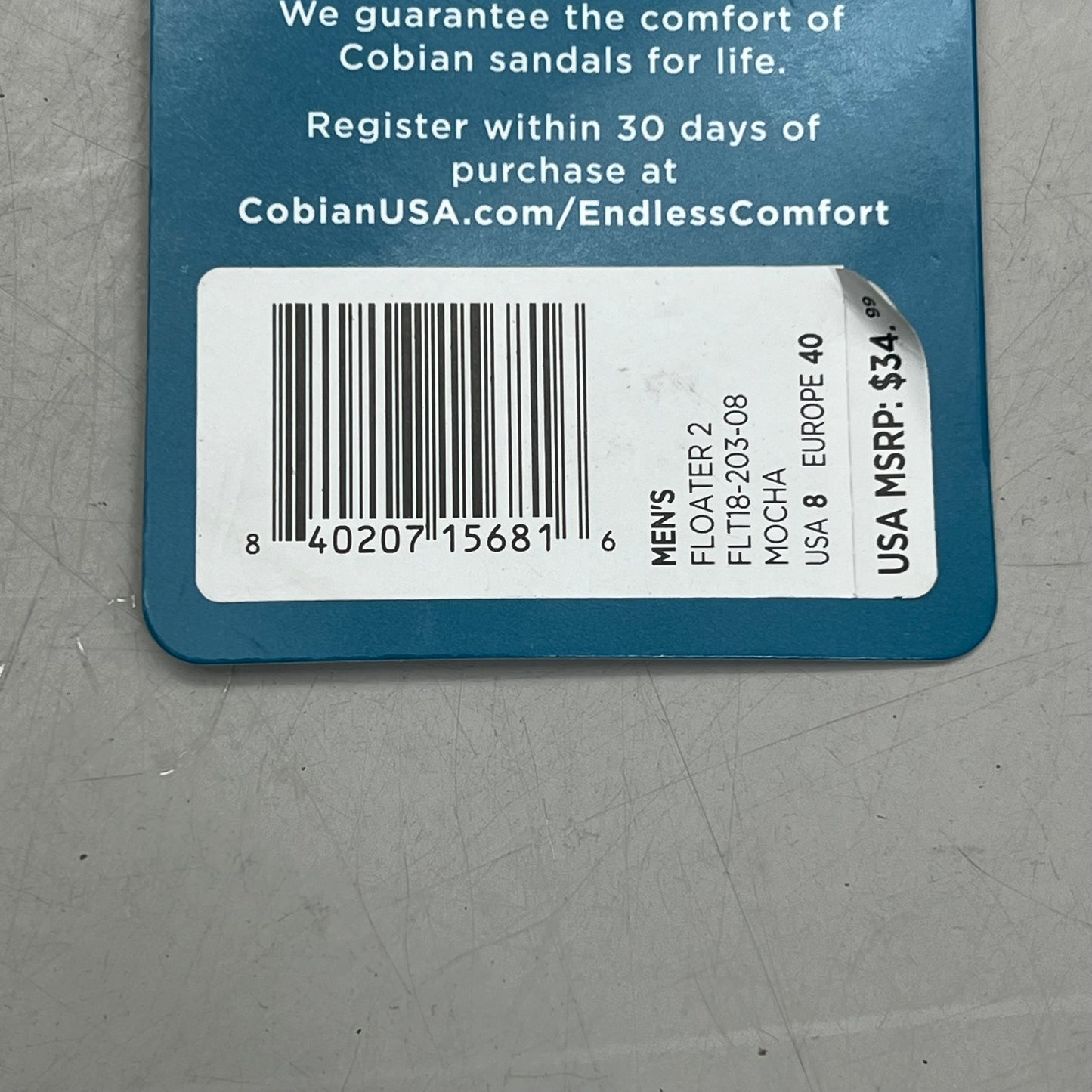 COBIAN Floater Sandals Synthetic Strap Men's Sz 8, EU 40 Mocha FLT18-203-8