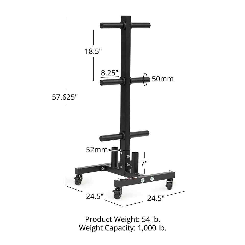 TITAN Portable Plate & Barbell Storage Tree 57.6"H x 24.5"W x 24.5"L Black 401919