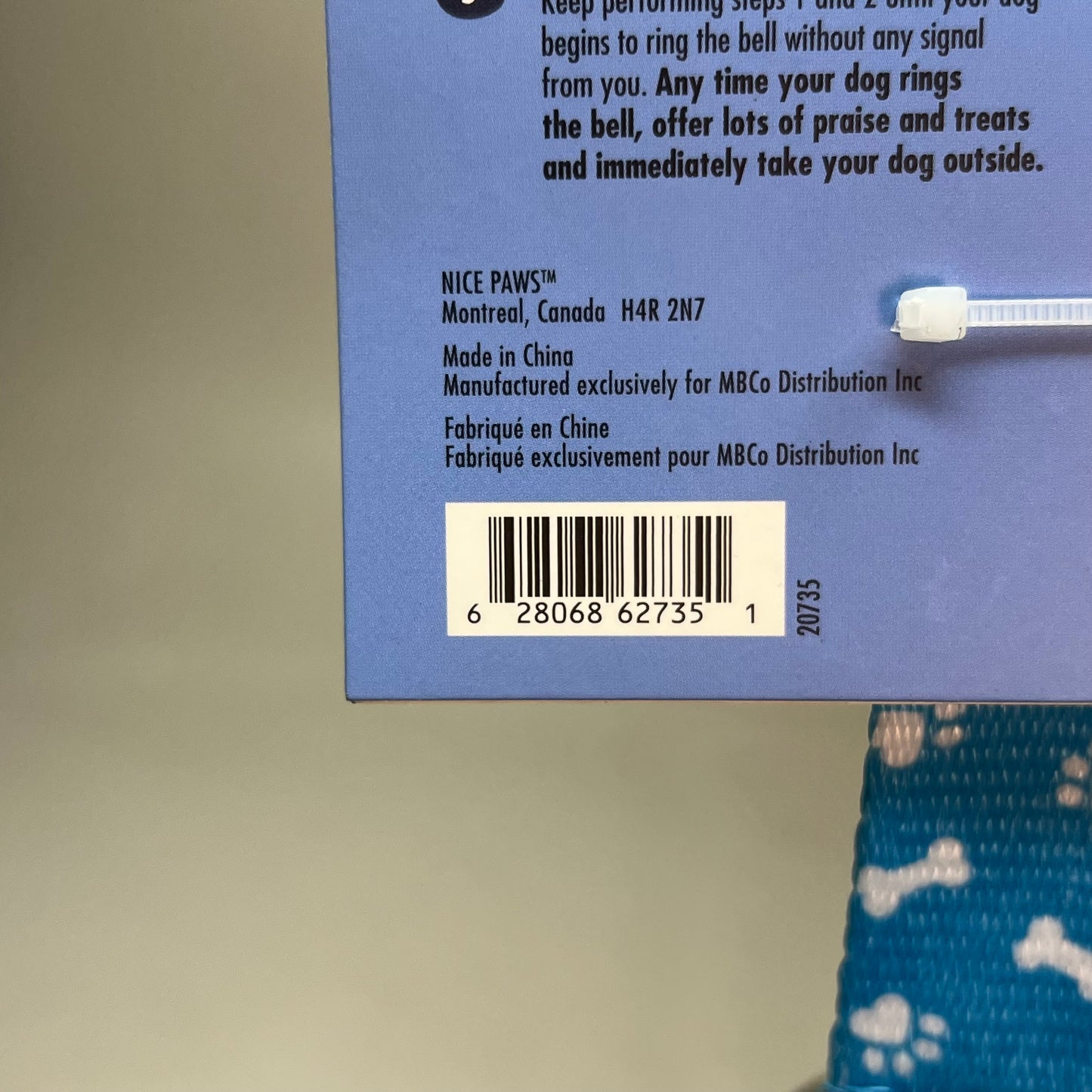 NICE PAWS (2 PACK) Potty Time Bells Easy 3-Step Training Adjustable Length 31"/33" Blue 20735