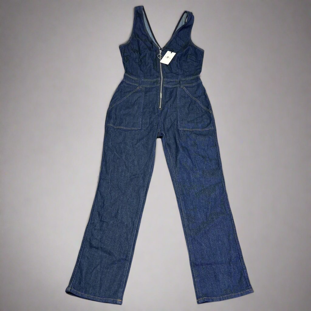 7 FOR ALL MANKIND Soft Denim Zip Up Jumper Womens Sz M Dark Blue AU7190865A WLSR