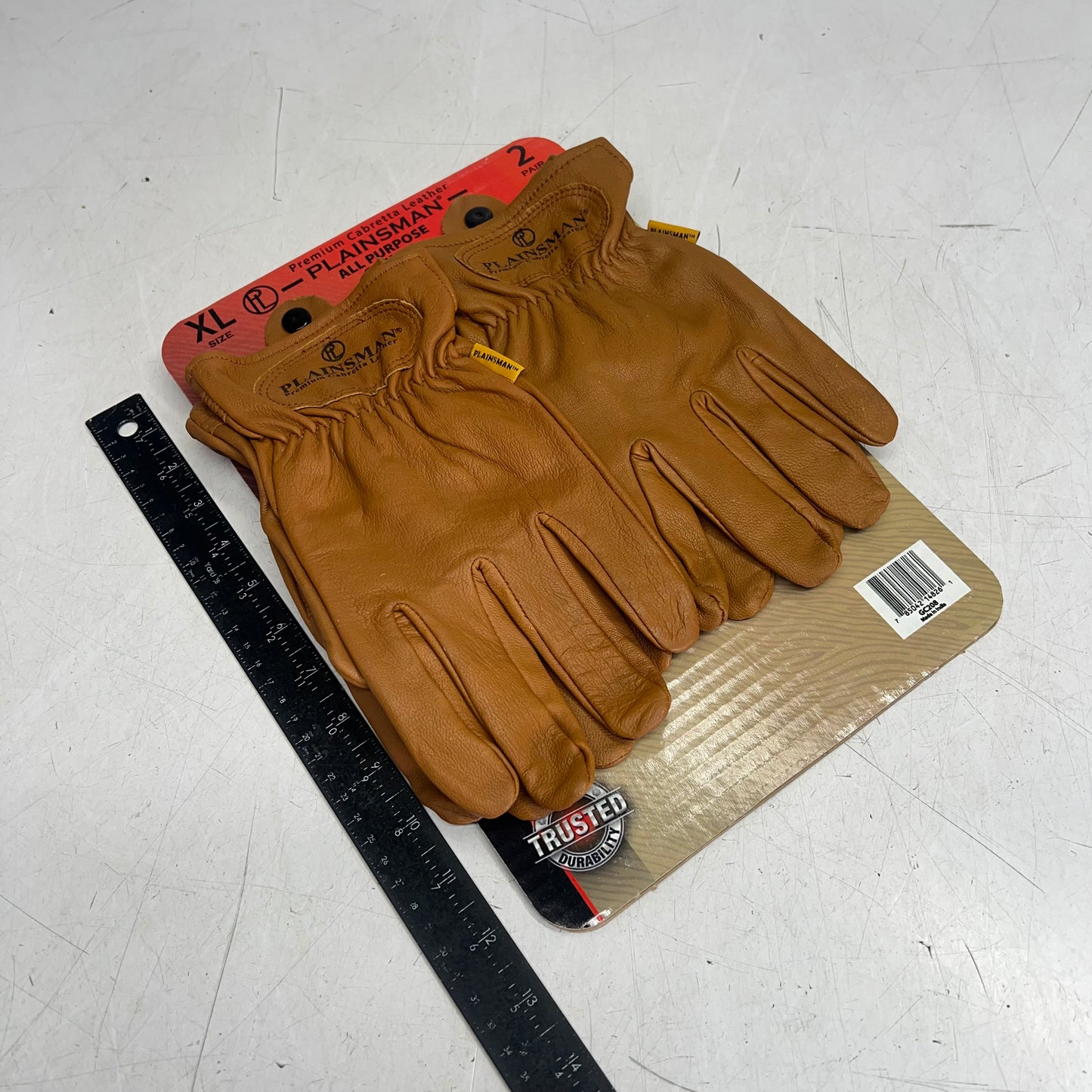 PLAINSMAN (2 PAIRS) Premium Cabretta Leather Gloves  Unisex Sz XL Brown GC208