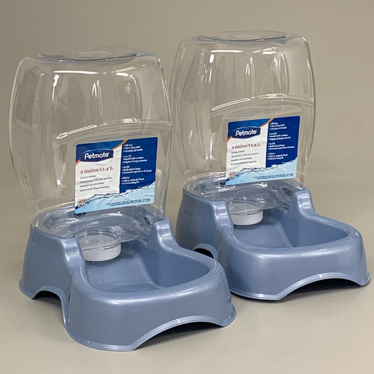 ZA@ PETMATE Pet Cafe Gravity Waterer Water Bowl Station 3 Gal (2 PACK) Blue 24406 B