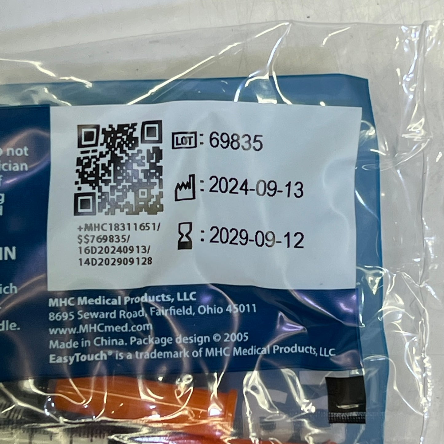 EASY TOUCH (100 PACK) Insulin Syringes 31G 1CC 5/16" 31 Gauge 1mL BB09/29 831165