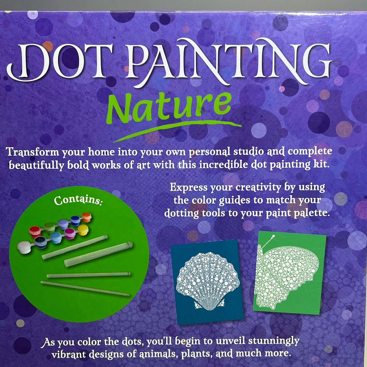 ART ACADEMY Hardback Dot Painting Nature Includes Paints & Tools Book 11"x10"x1"