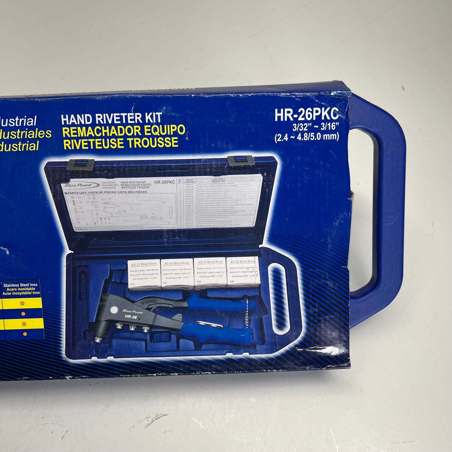BLUE POINT Industrial Hand Rivet Tool Kit Anti-wear Design Blue HR-26PKC