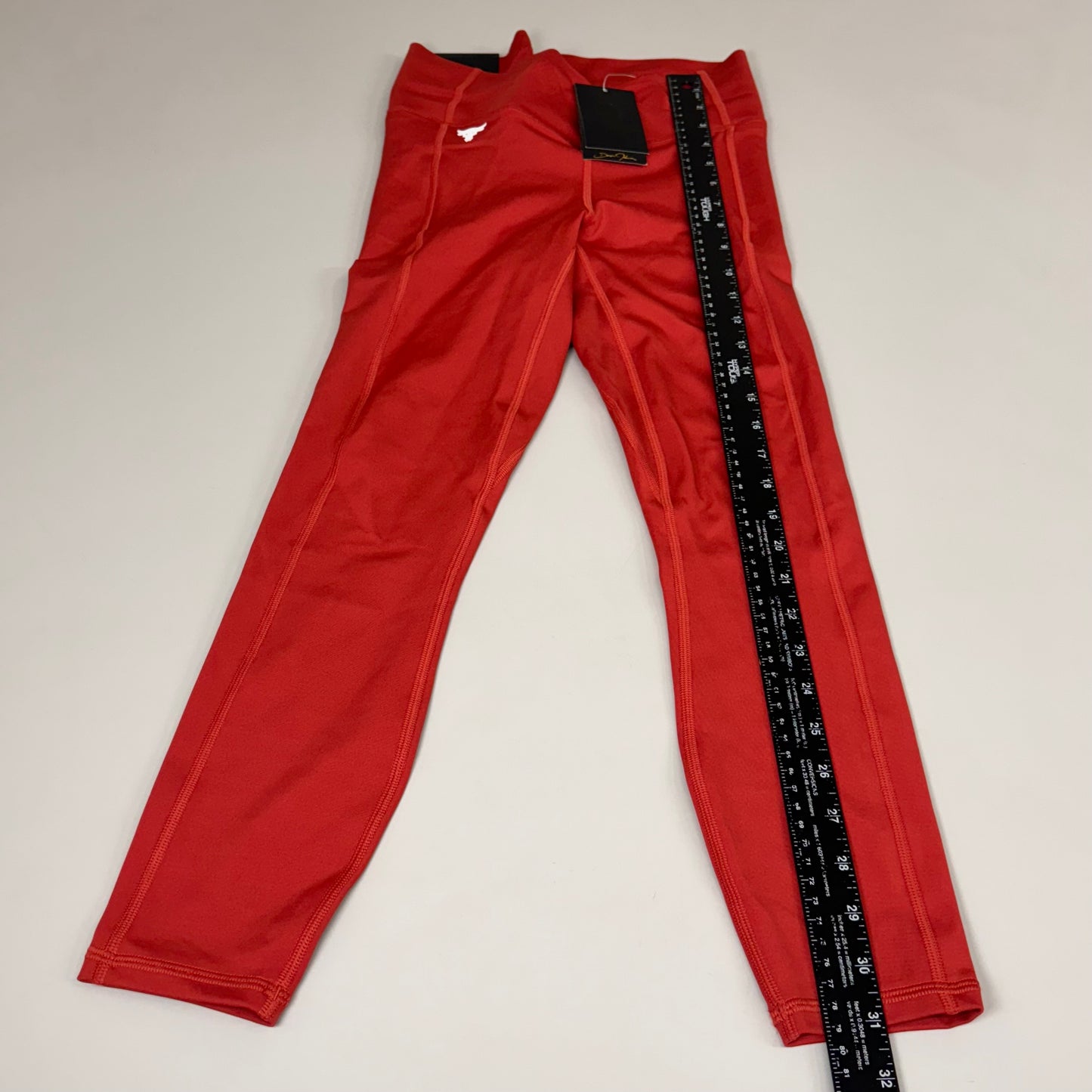 UNDER ARMOUR Women's Project Rock Crossover Ankle Leggings Sz S Heritage Red