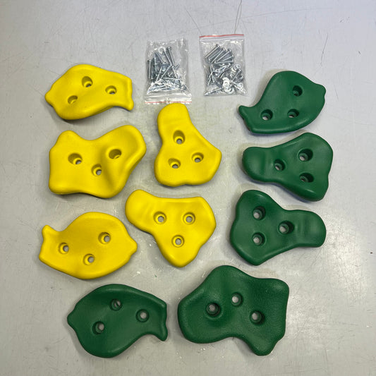 GORILLA (10 PACK) Durable Rock Wall Rocks W/ Hardware Green & Yellow 07-0008