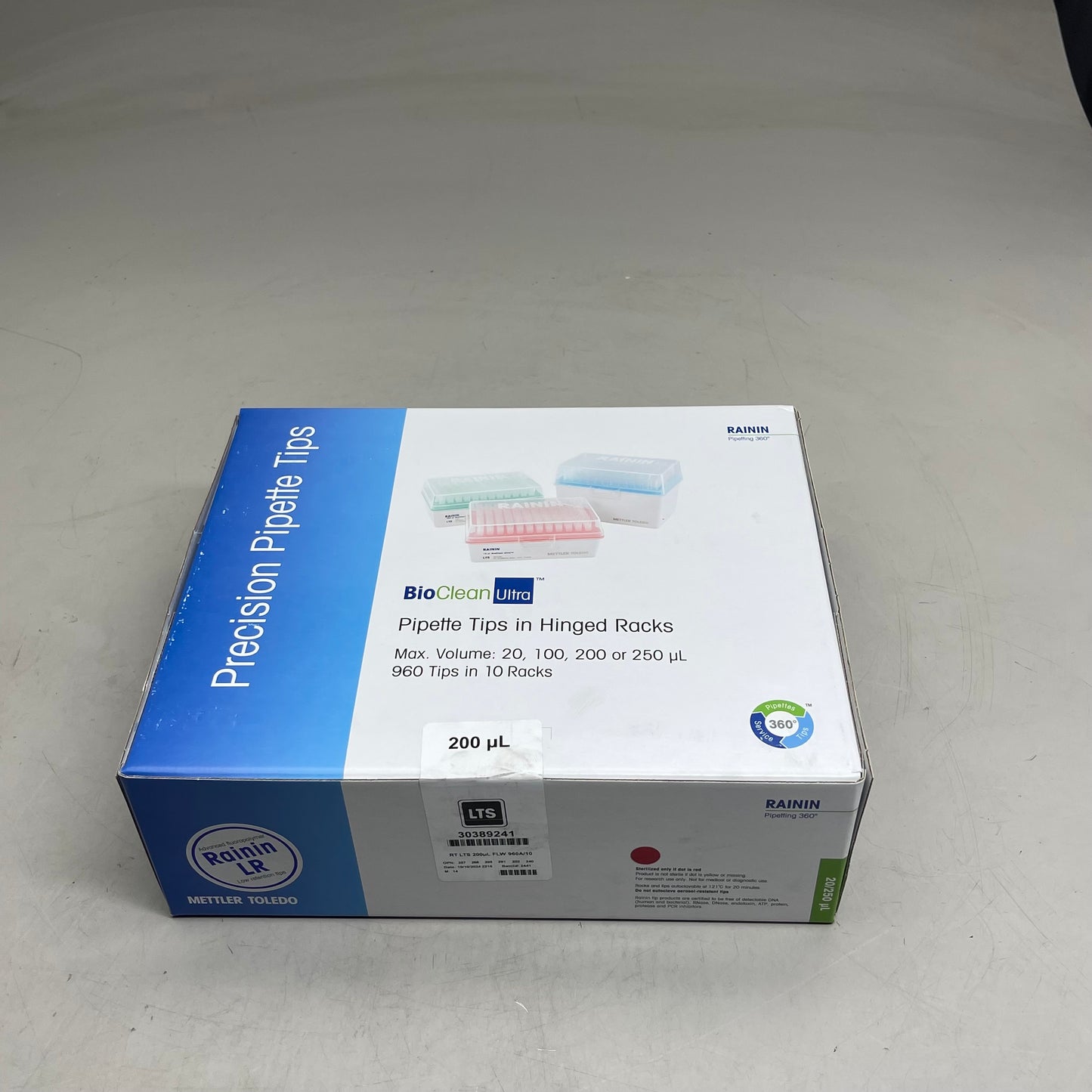 RAININ LR Bioclean Ultra Pipette Tip In Hinge Rack 960 tips in 10 racks 30389241