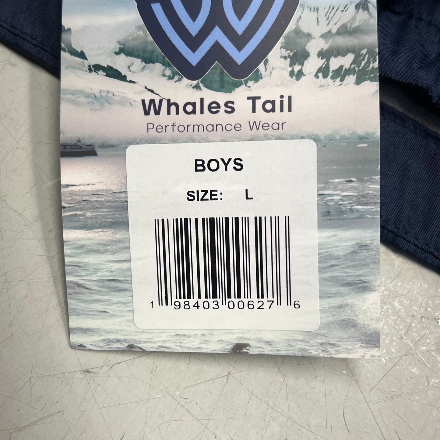 WHALES TAIL PERFORMANCE WEAR Fleece Lined Windbreaker Jacket Boys Sz L Navy Blue