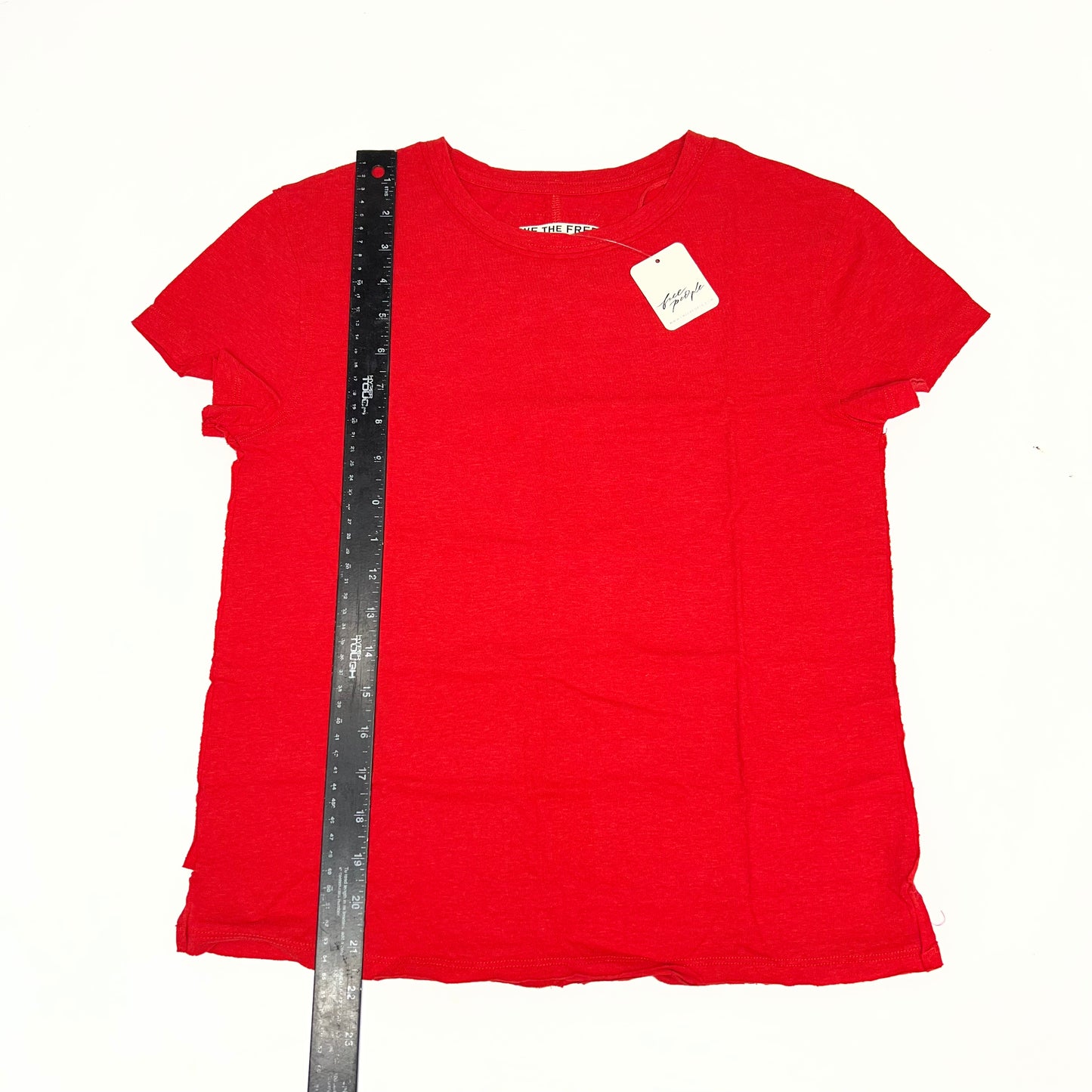 WE THE FREE Nova Tee Shirt Raw Edge T-shirt  Women's Sz S High Risk Red