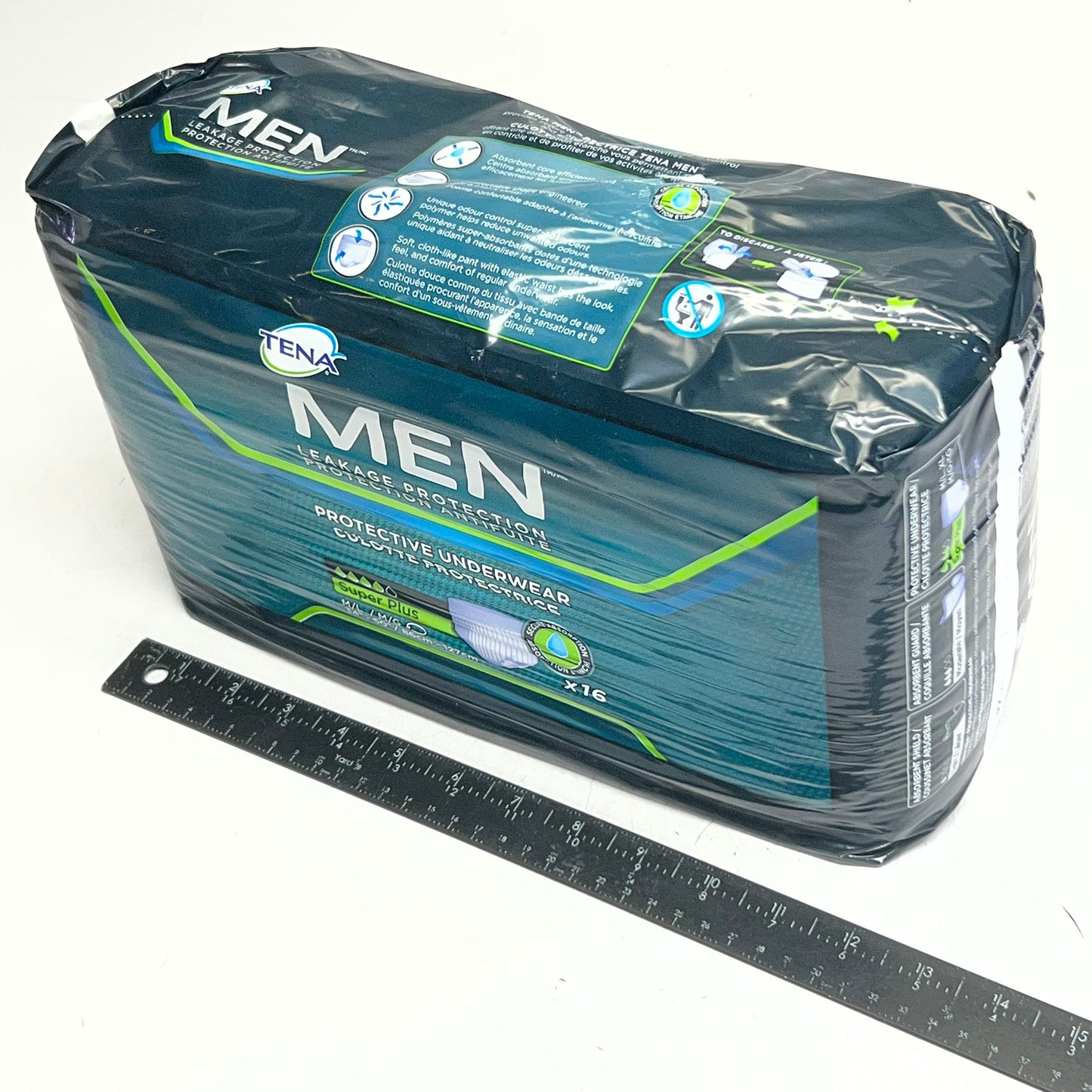 TENA (16 PACK) Men Super Plus Underwear, Heavy Absorbency M White 34987-25