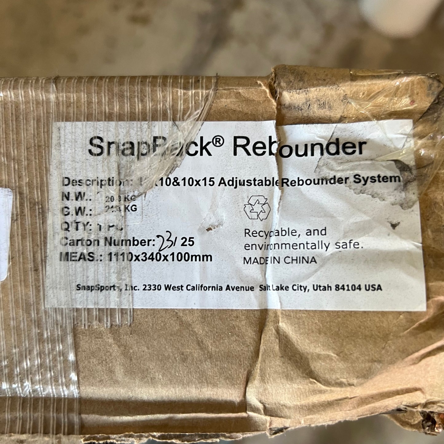 SNAPBACK Adjustable Rebounder System Sz 10” x 10” - 10” x 15”, Black (Distressed Box)