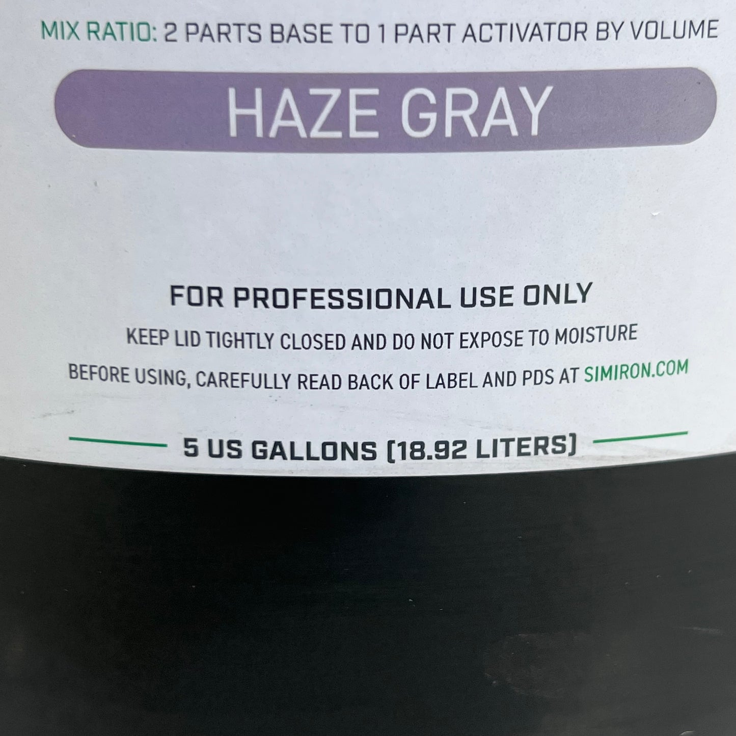 SIMIRON Polyurea Slow Cure Base, Haze Gray 5 GAl. 40009823
