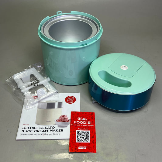 DASH Family Size Deluxe Gelato & Ice Cream Maker Makes 4 Pints Aqua DIC200GBAQ04