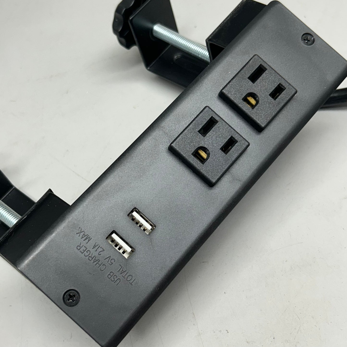 ZA@ MOD POWER & LIGHTING SOLUTIONS Desk/Bench Power Outlet Clamp W/ 2 USB Outlets 10'  Black TV2802-F-C-BK-A