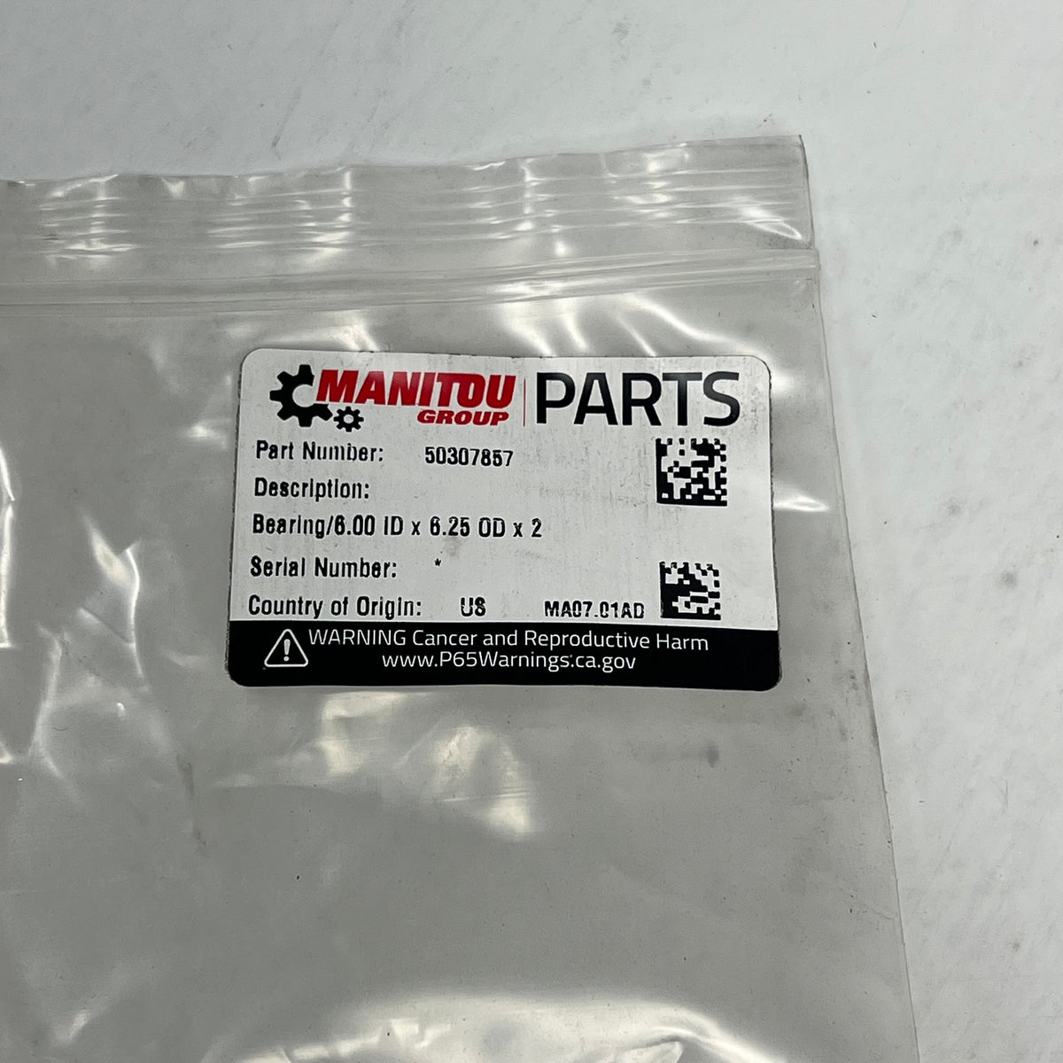 MANITOU Bearing Fits 4 Models 6.00 ID x 6.25 OD x 2 50307857