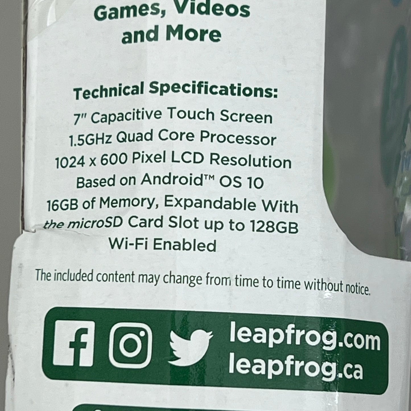 VTECH Leapfrog LeapPad Learning Tablet English Shatter-Free Screen 3-8yrs 6022 (New Other)