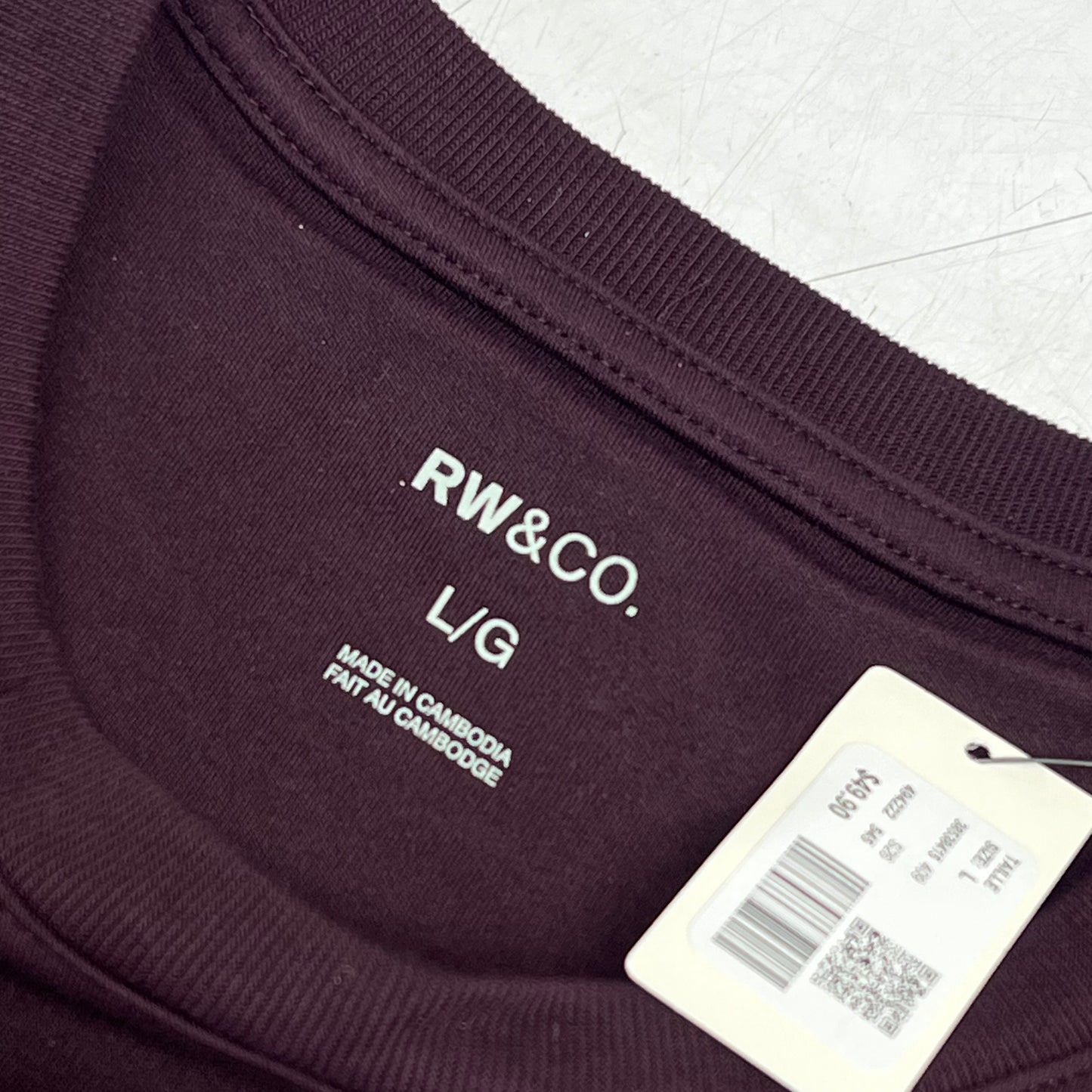 RW & CO Solid Interlock Cotton Short Sleeve Crew-neck Tee Men's Sz L Fig 494222