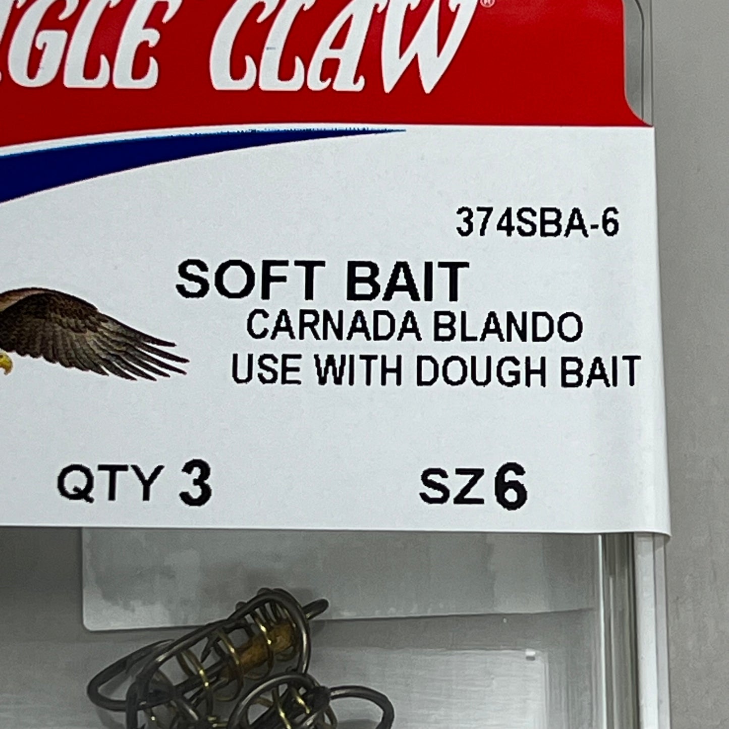 EAGLE CLAW (5 PACK) Soft Bait w/ Spring Treble Hook Bronze/Gold #6 3pc 374SBA-6