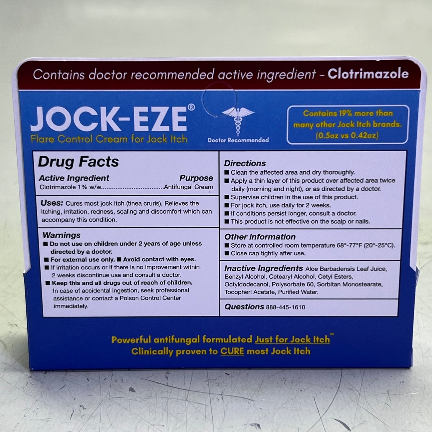 JOCK-EZE Clotrimazole 1% Flare Control Cream 0.5 oz Just for Jock Itch
