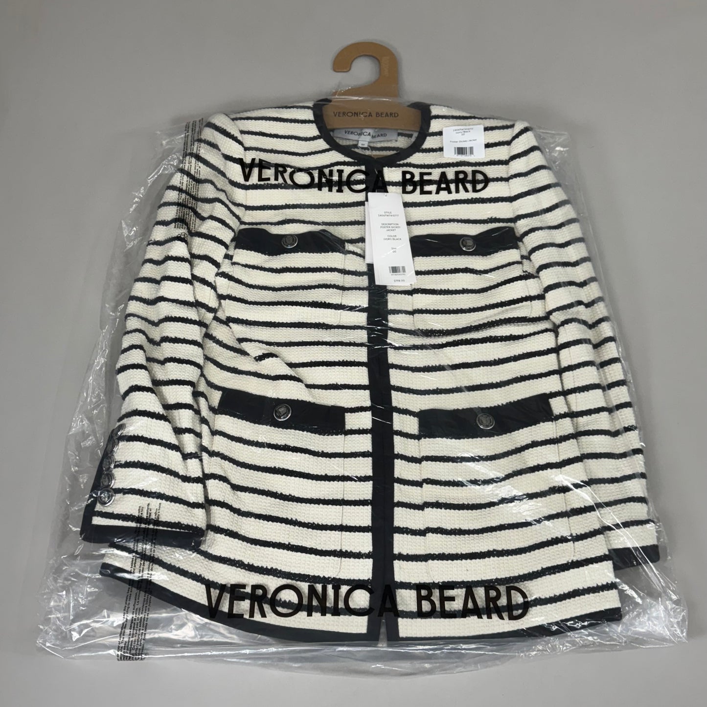 VERONICA BEARD Women's Foster Dickey Jacket Sz-00 Ivory/Black 2406TW7410717