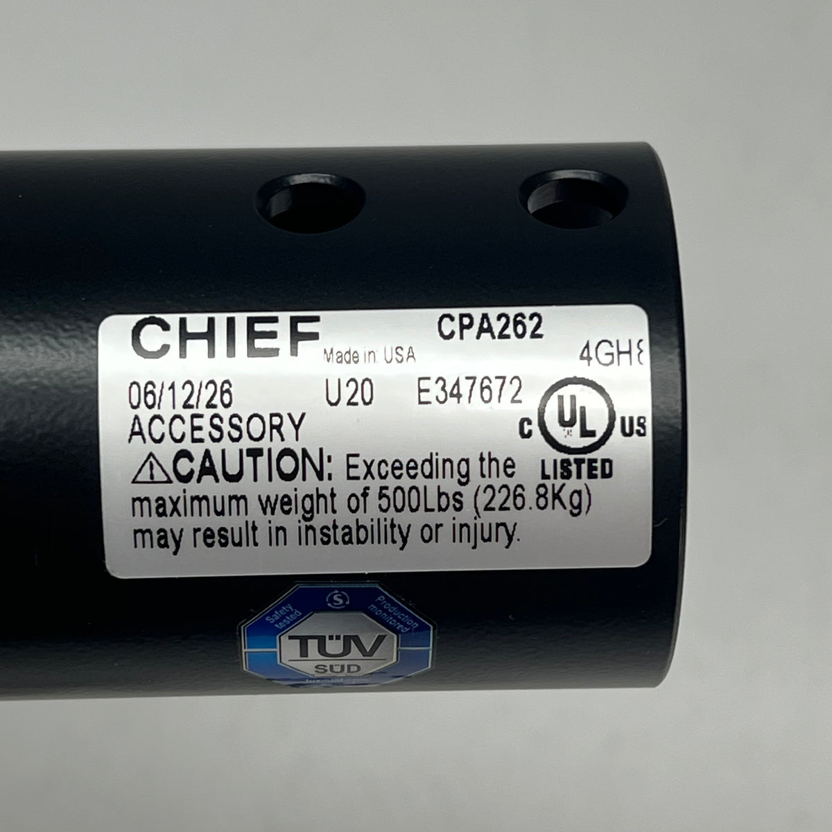 CHIEF Pin Connection Coupler To Male Npt Adaptor Accessory Black CPA262