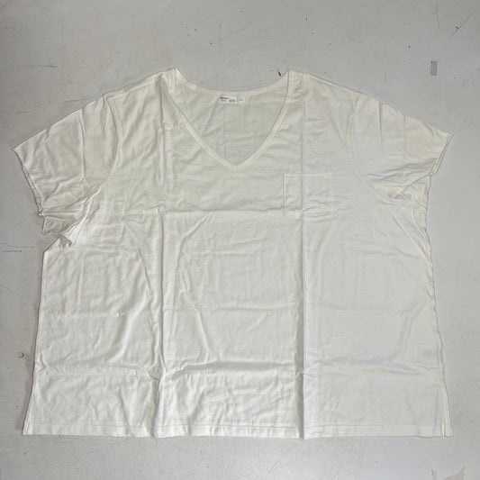 HANES Originals V Neck Tee Shirt W/ Chest Pocket Women's Sz 2X White 0G159P