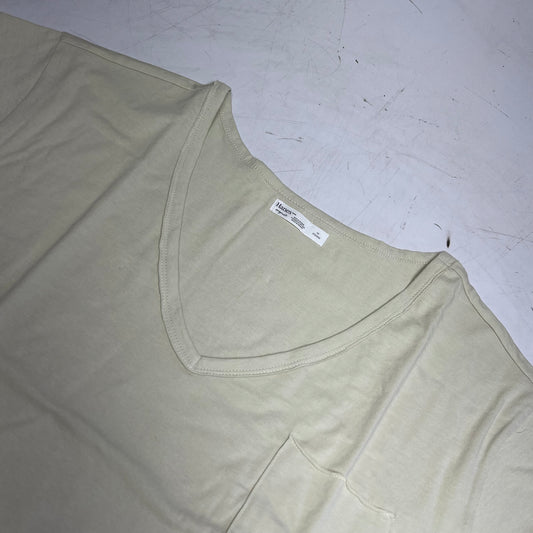HANES Originals V Neck Tee Shirt W/ Chest Pocket Women's Sz 2X Mellow Beige