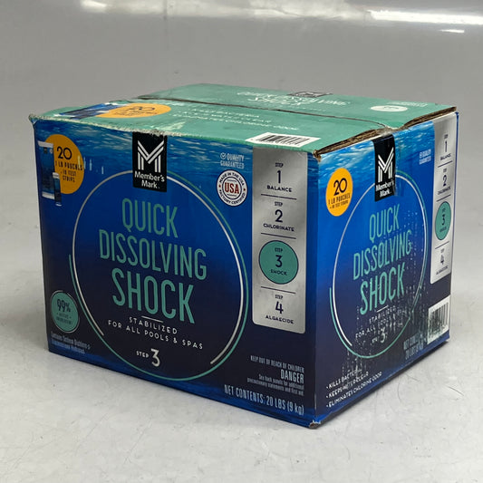 MEMBER'S MARK Quick Dissolving Shock 20lb with 10 Test Strips Blue