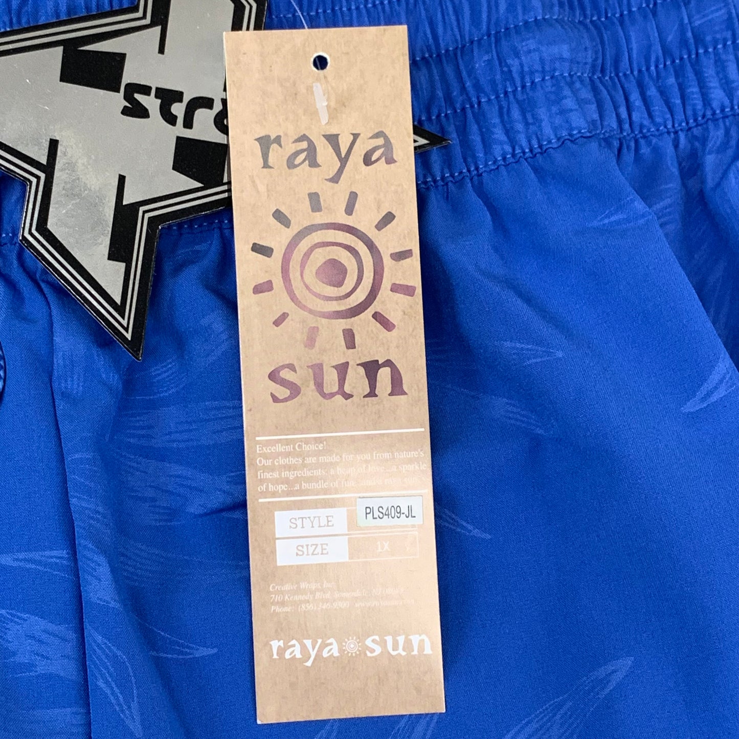 RAYA SUN Stretch Swim Style Shorts W/ Flower Design Women's 1X Blue/Gray