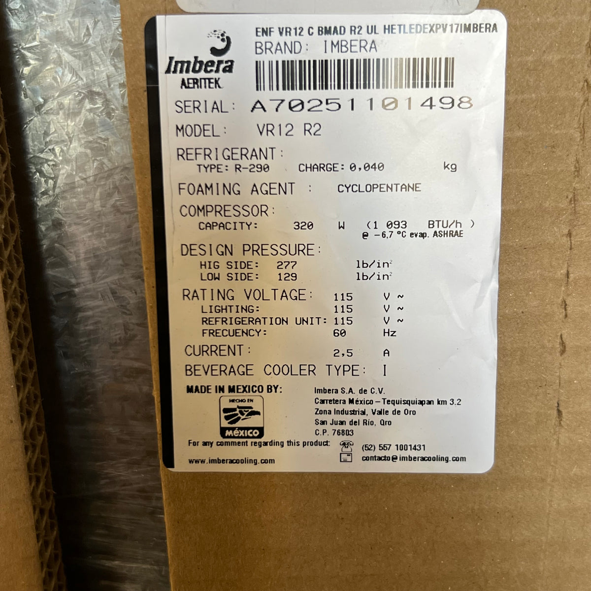 IMBERA Commercial Beverage Cooler/Refrigerator Eco R-290 Refrigerant 115V - Black VR12 R2