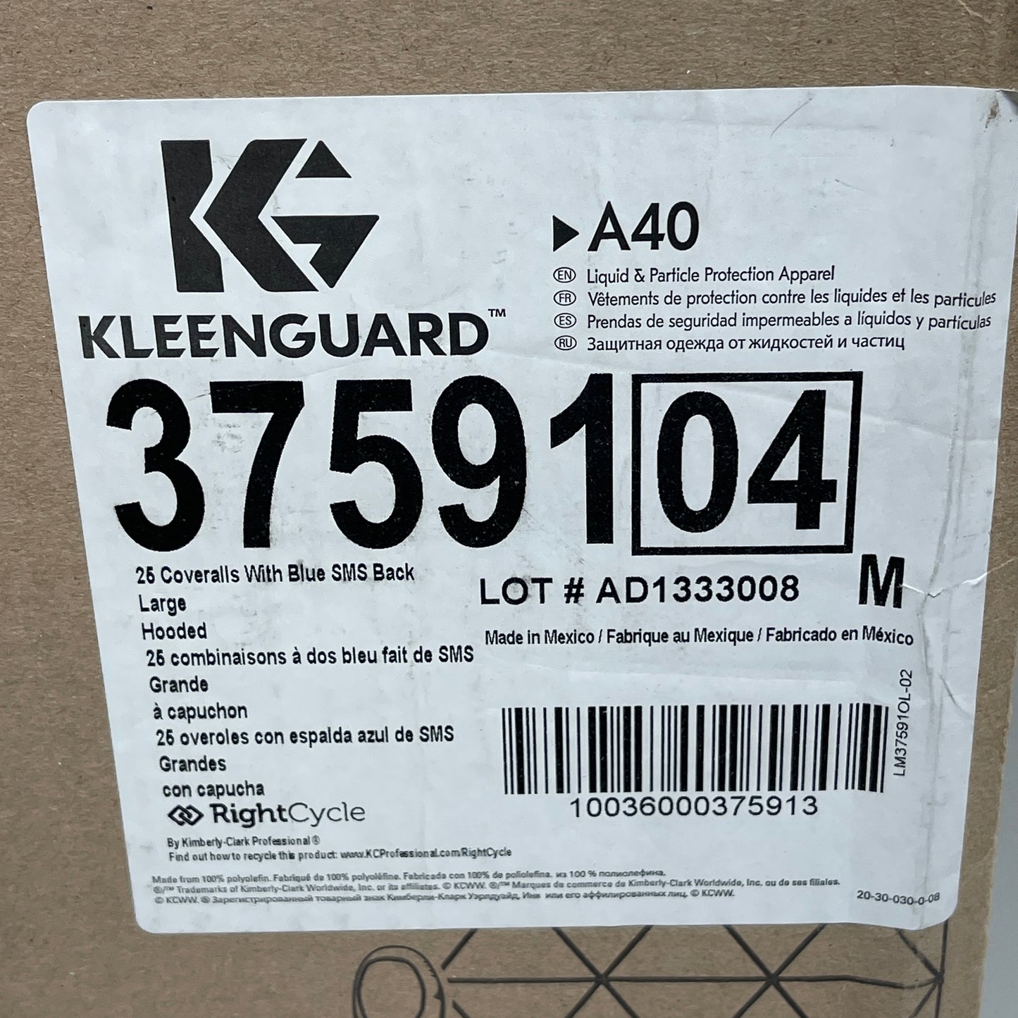 KLEENGUARD 26PK! Protective Clothing A40 Coveralls Sz L Breathable SMS Back White/Blue 37591