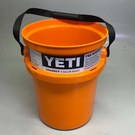 YETI LoadOut Bucket Sure Strong Build Non-Slip 5 Gallon King Crab Orange 9291